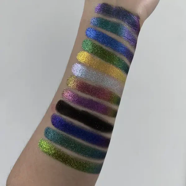 vegan pigmented holographic chameleon duochrome multi duochrome makeup eyeshadow palette more than 100colors available