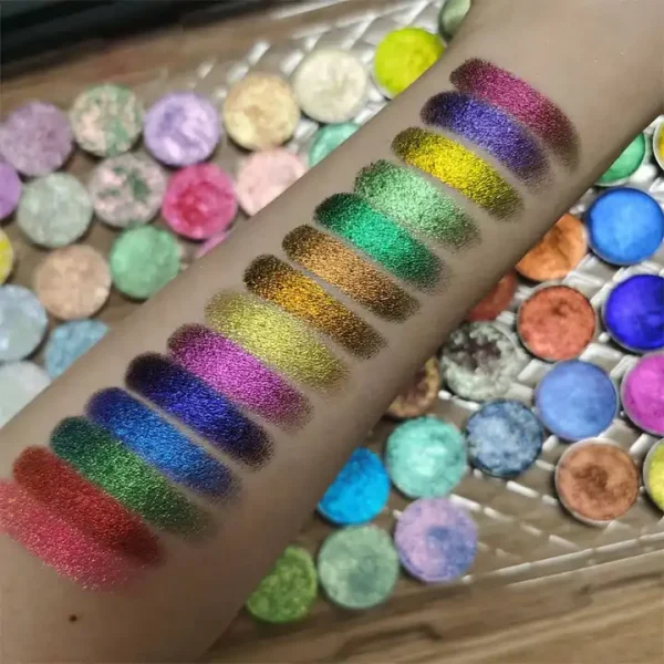 Long lasting makeup shimmer sparkle eyeshadow single shade multichrome chameleon eyeshadow palette high pigment eyeshadow