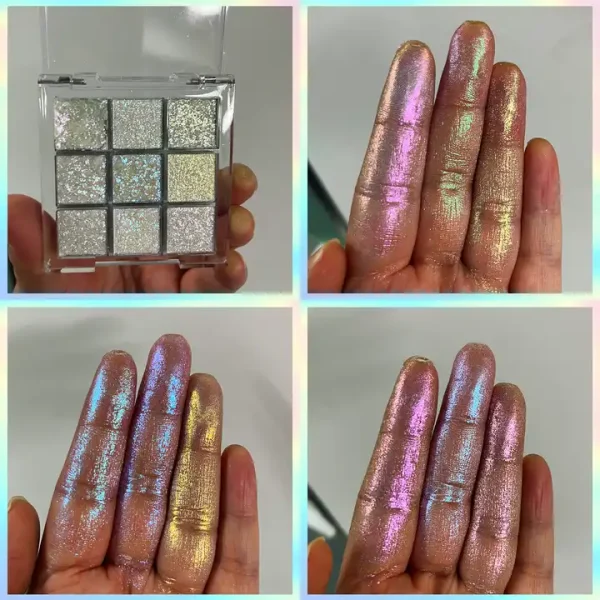 Multichrome 9 color eyeshadow palette Highly Pigmented Makeup Multi chrome chameleon eyeshadow DIY Color private label