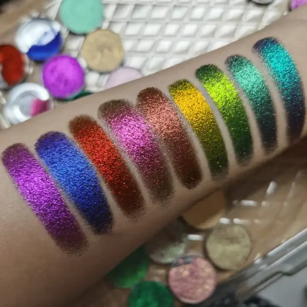 Long lasting makeup shimmer sparkle eyeshadow single shade multichrome chameleon eyeshadow palette high pigment eyeshadow