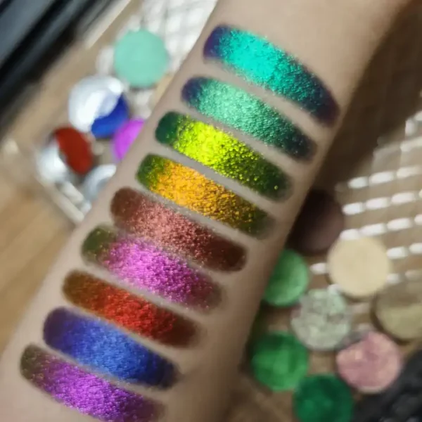 Long lasting makeup shimmer sparkle eyeshadow single shade multichrome chameleon eyeshadow palette high pigment eyeshadow