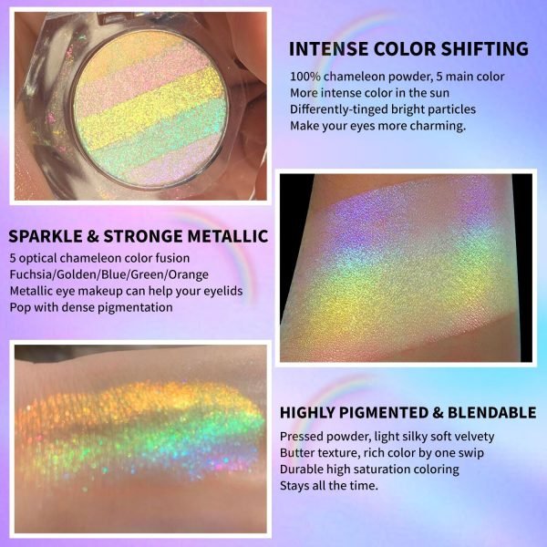 Chameleon Eyeshadow Rainbow Eyeshadow Optical Light Eyeshadow Diamond Bright Light Portable Cross-Border Color Makeup